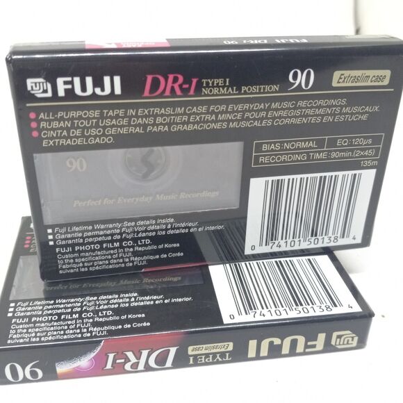 Fuji DR-I Normal Bias 90 Minute Audio Blank Cassette-Lot of 2-Extraslim Case-NEW - Picture 6 of 6
